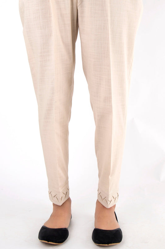 Embellished Khaddar Pants - Beige