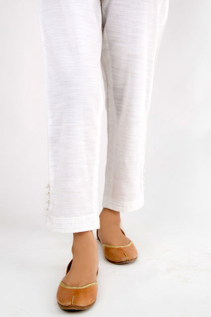 Embellished Khaddar Pants - White
