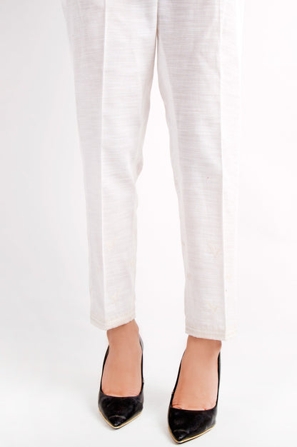 Embroidered Cigarette Pants - White