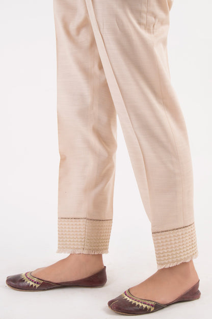 Embroidered Cigarette Pants - Beige