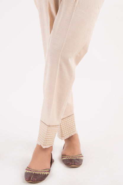 Embroidered Cigarette Pants - Beige