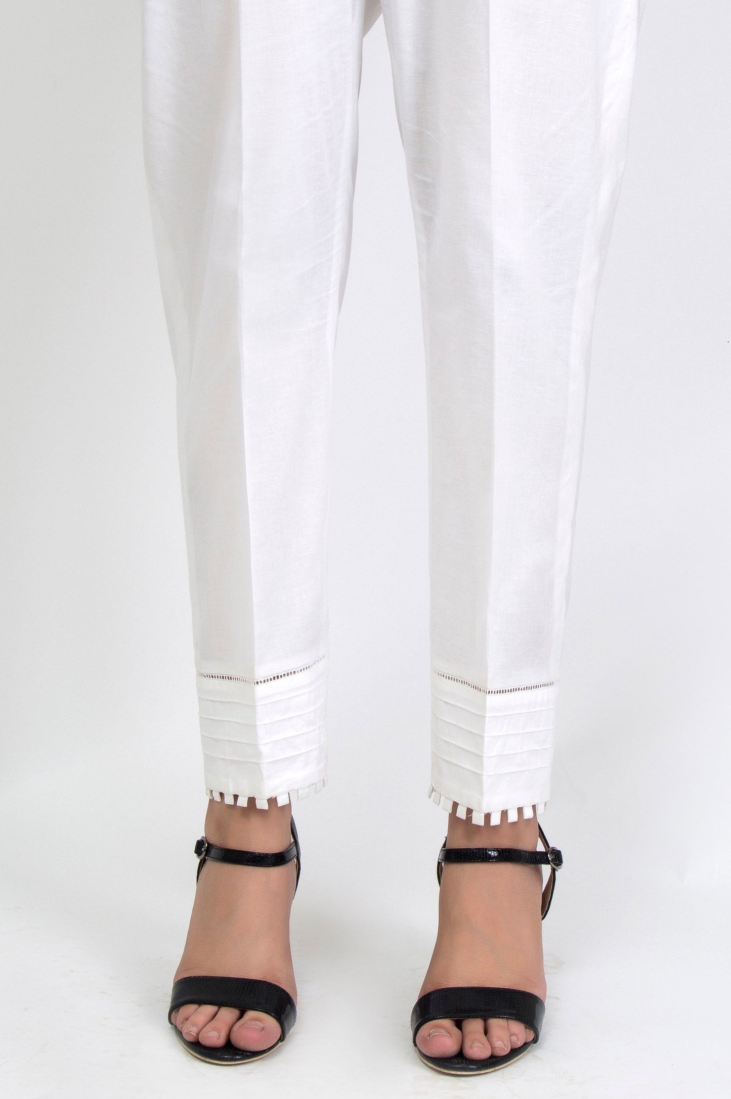 Embellished Cigarette Pants - White