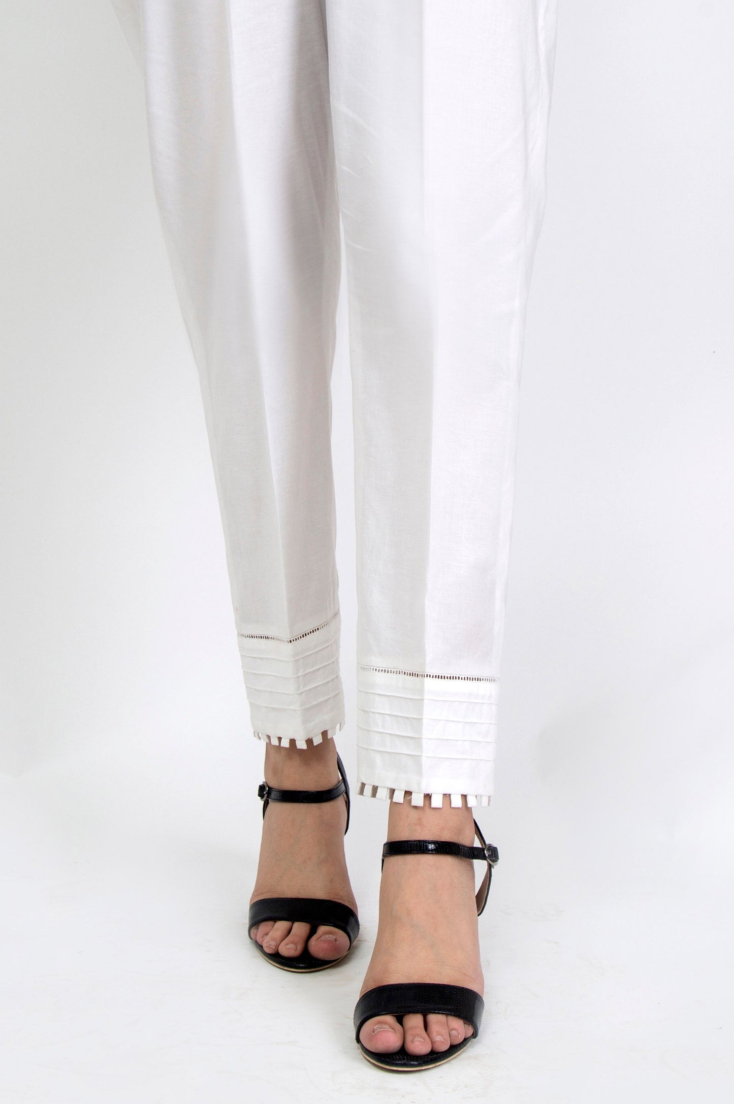 Embellished Cigarette Pants - White