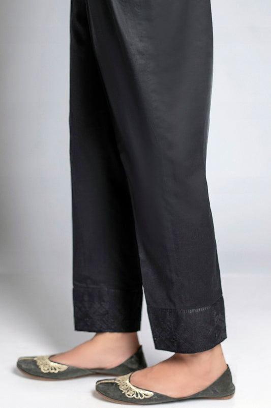Embroidered Cigarette Pants - Black