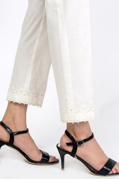 Embroidered Cambric Pants - Off White