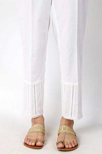 Embellished Cambric Pants - White