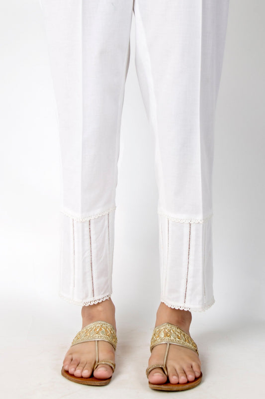 Embellished Cambric Pants - White