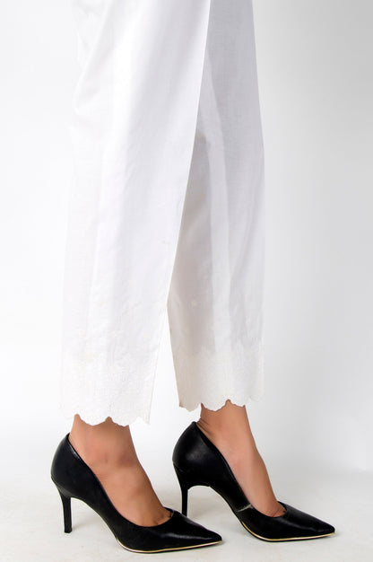 Embroidered Cambric Pants - White