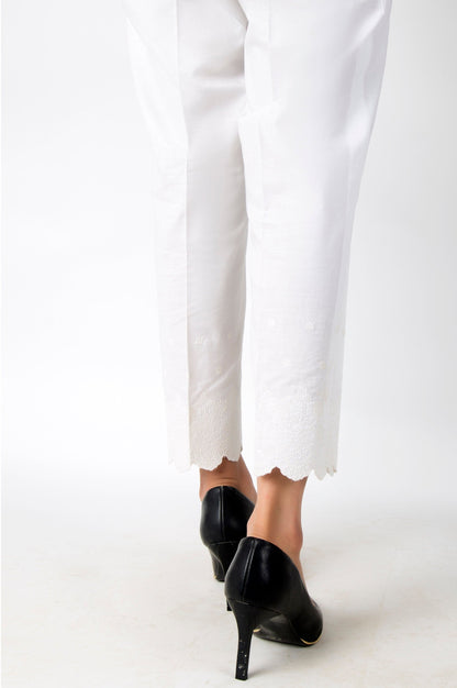 Embroidered Cambric Pants - White