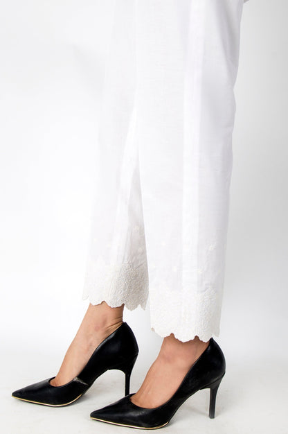 Embroidered Cambric Pants - White