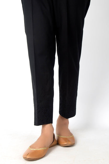 Embroidered Cambric Pants - Black