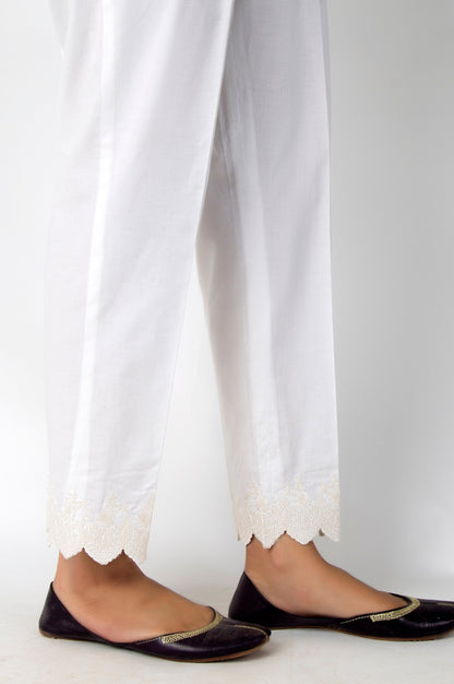 Embroidered Cambric Pants - Off White