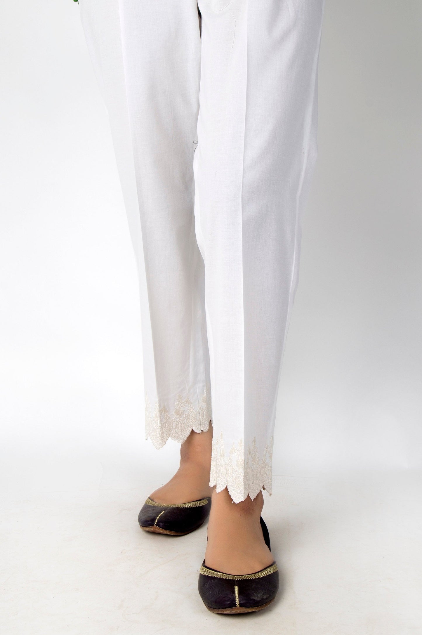 Embroidered Cambric Pants - Off White