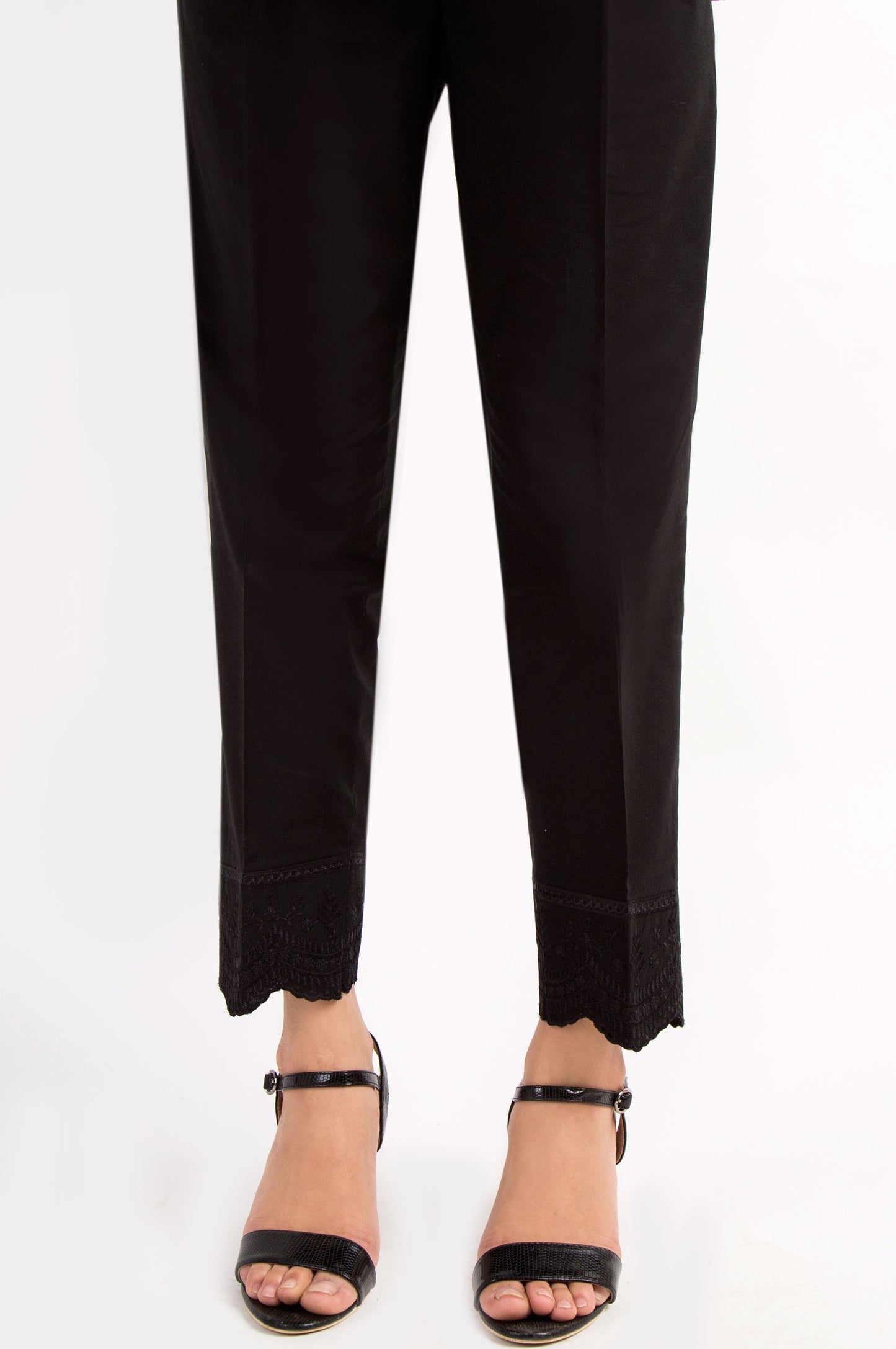 Embellished Cambric Pants - Black