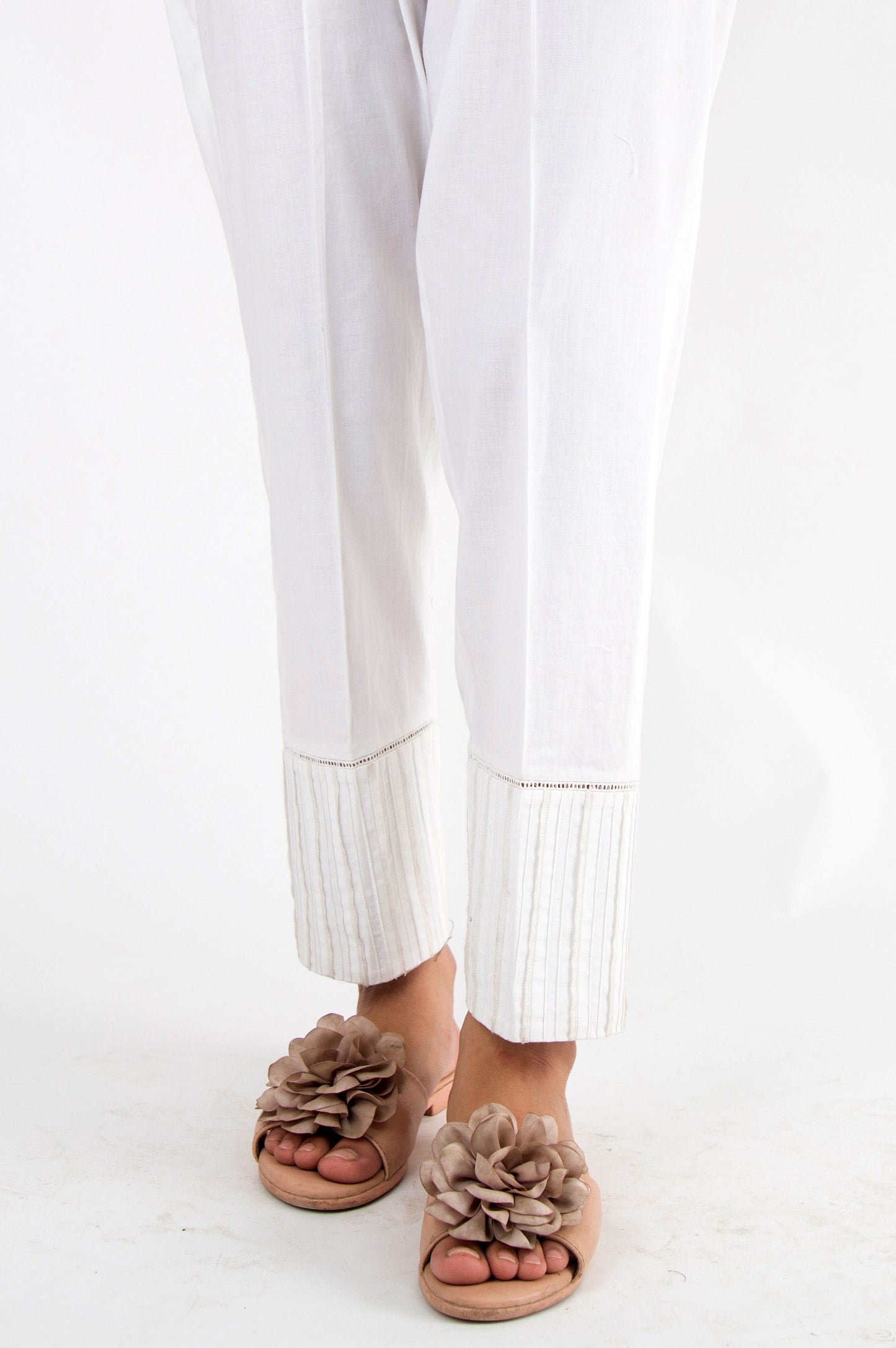 Embellished Cambric Pants - White