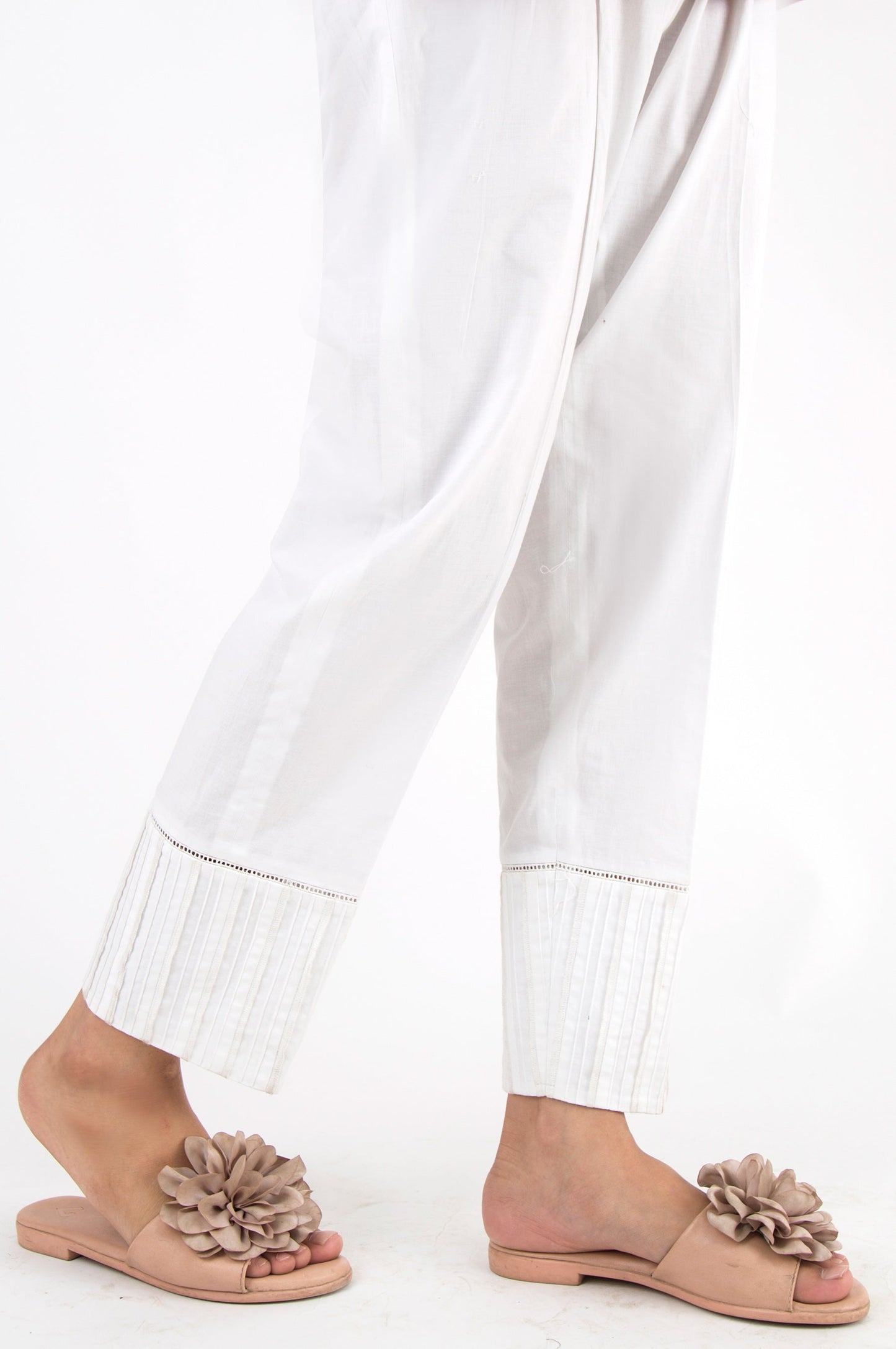 Embellished Cambric Pants - White