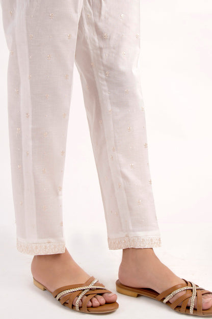Embroidered Cigarette Pants - Off-White