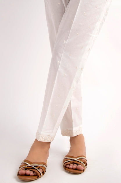 Embroidered Cigarette Pants - Off-White