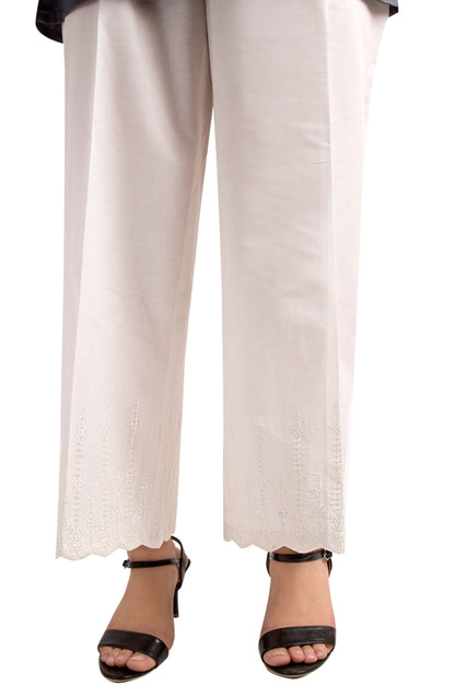 Embroidered Culottes Pants - White