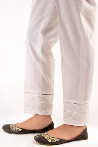 Embroidered Cigarette Pants - White