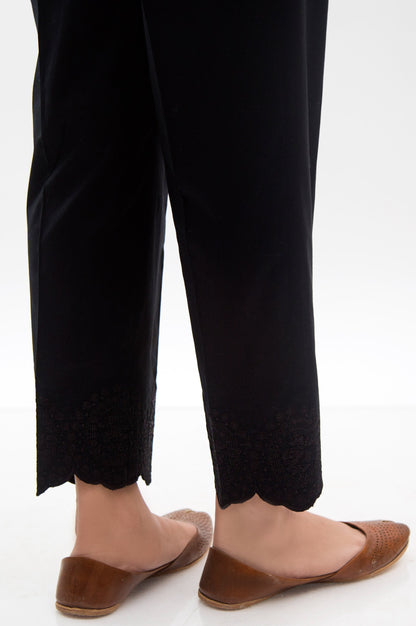 Embroidered Cigarette Pants  - Black