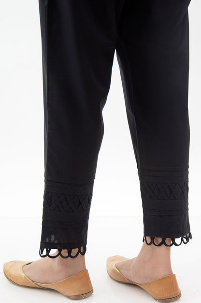 Embellished Cambric Cigarette Pants  - Black