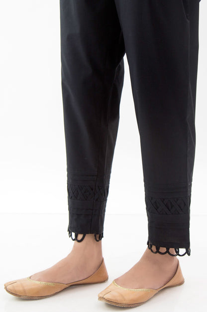 Embellished Cambric Cigarette Pants  - Black