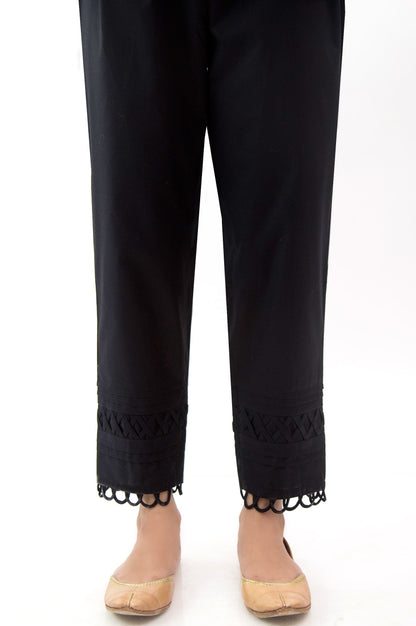Embellished Cambric Cigarette Pants  - Black