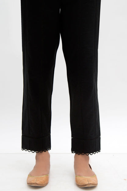Embellished Cambric Cigarette Pants  - Black