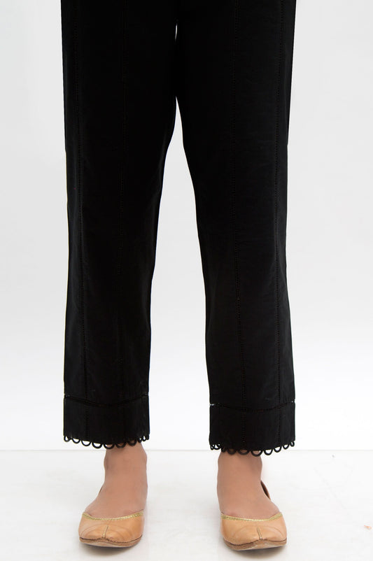 Embellished Cambric Cigarette Pants  - Black