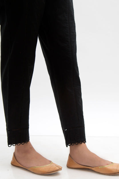 Embellished Cambric Cigarette Pants  - Black