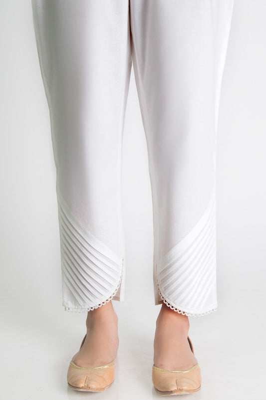 Embellished Cambric Cigarette Pants  - White