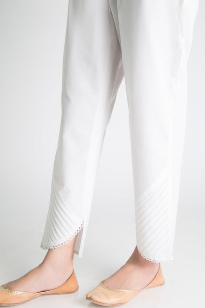 Embellished Cambric Cigarette Pants  - White