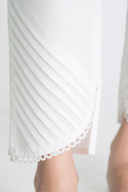 Embellished Cambric Cigarette Pants  - White