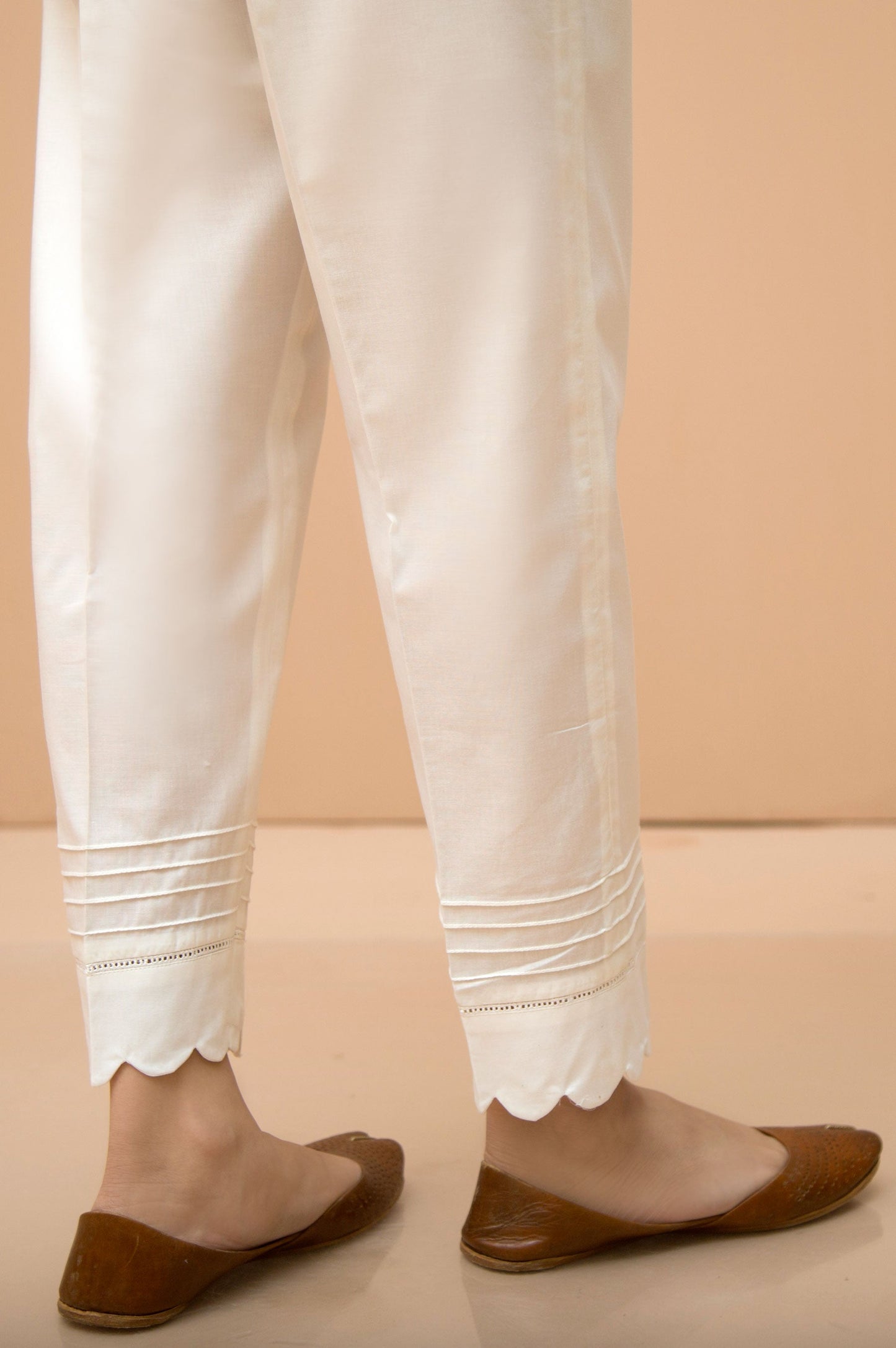 Embellished Cambric Cigarette Pants  - White