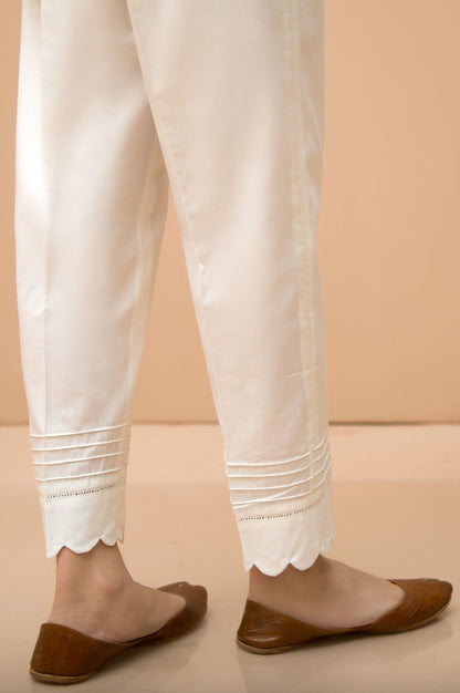 Embellished Cambric Cigarette Pants  - White
