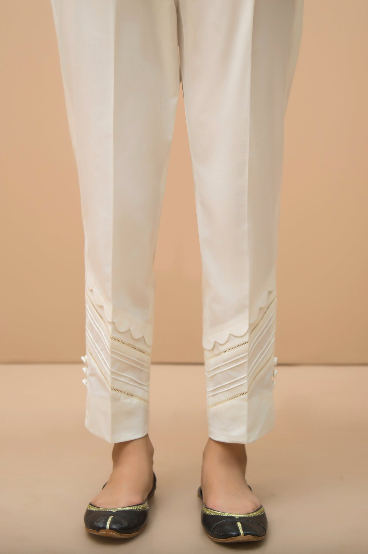 Embellished Cigarette Pants  - Off White