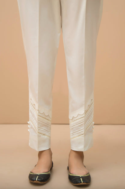Embellished Cigarette Pants  - Off White
