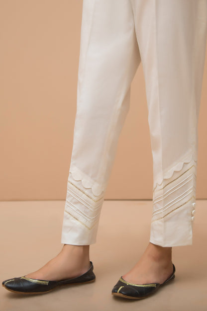 Embellished Cigarette Pants  - Off White