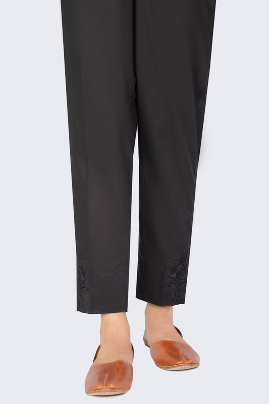 Embroidered Cambric Cigeratte Pants - Black