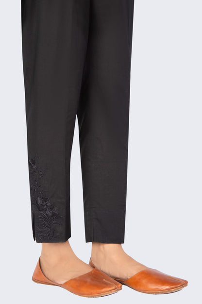 Embroidered Cambric Cigeratte Pants - Black