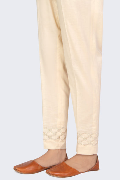 Embroidered Cambric Cigeratte Pants - Beige