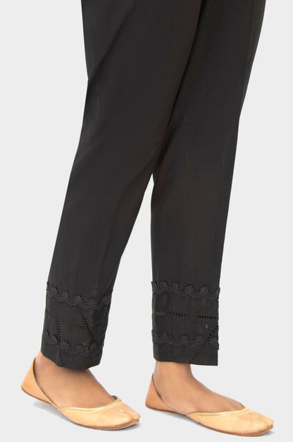 Embellished Cambric Cigeratte Pants - Black Swan