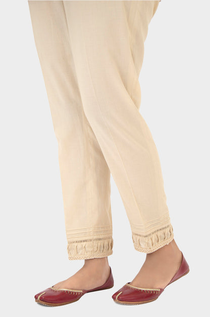 Embellished Cambric Cigeratte Pants - Beige