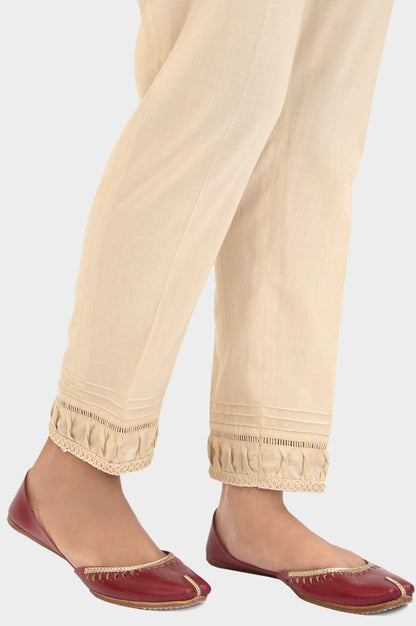 Embellished Cambric Cigeratte Pants - Beige