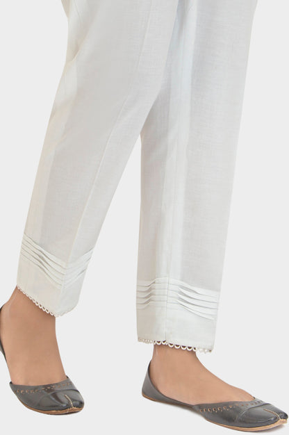 Embellished Cambric Cigeratte Pants - Snowy White