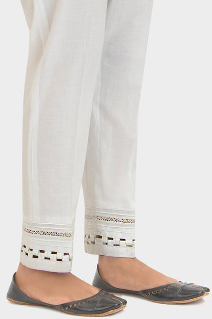 Embellished Cambric Cigeratte Pants - White