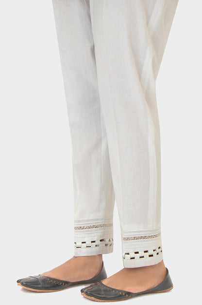 Embellished Cambric Cigeratte Pants - White