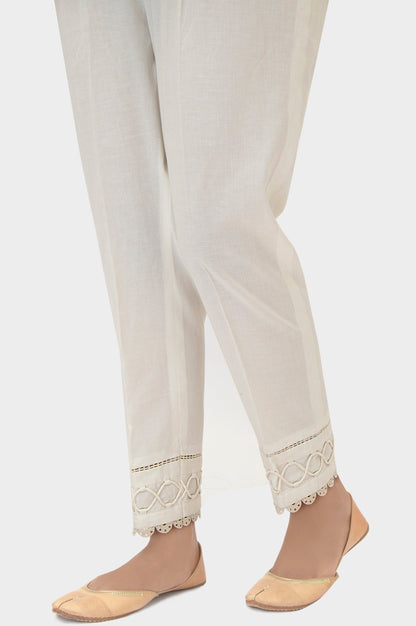 Embellished Cambric Cigeratte Pants - Off-White