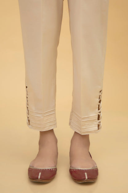 Stylized Cambric Cigarette Pants - Beige